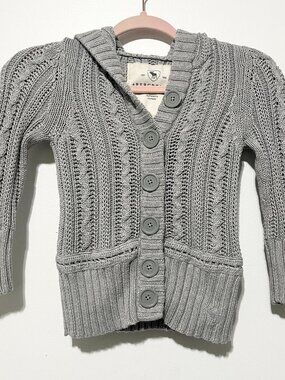 Abercrombie & Fitch Y2K Cable Knit Cardigan XXS Bella Swan Preppy Hooded READ
